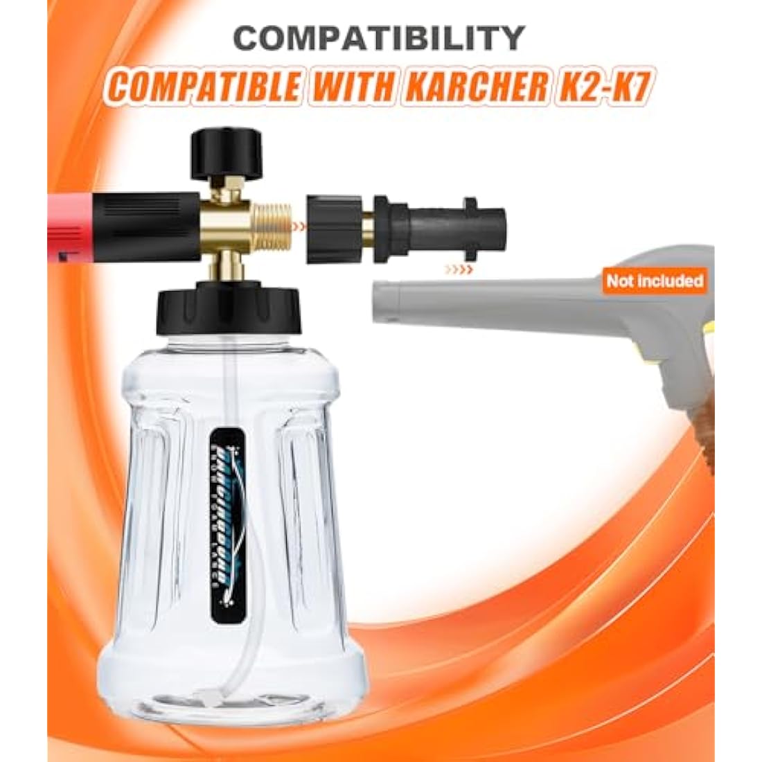 DANCINGBOAR Snow Foam Lance Foam Cannon for Karcher K Series K2 K3 K4 K5 K6 K7 Pressure Washer, 1L Soap Dispenser with Adjustable Spray Nozzle and New Generation Connector (Black & Red)