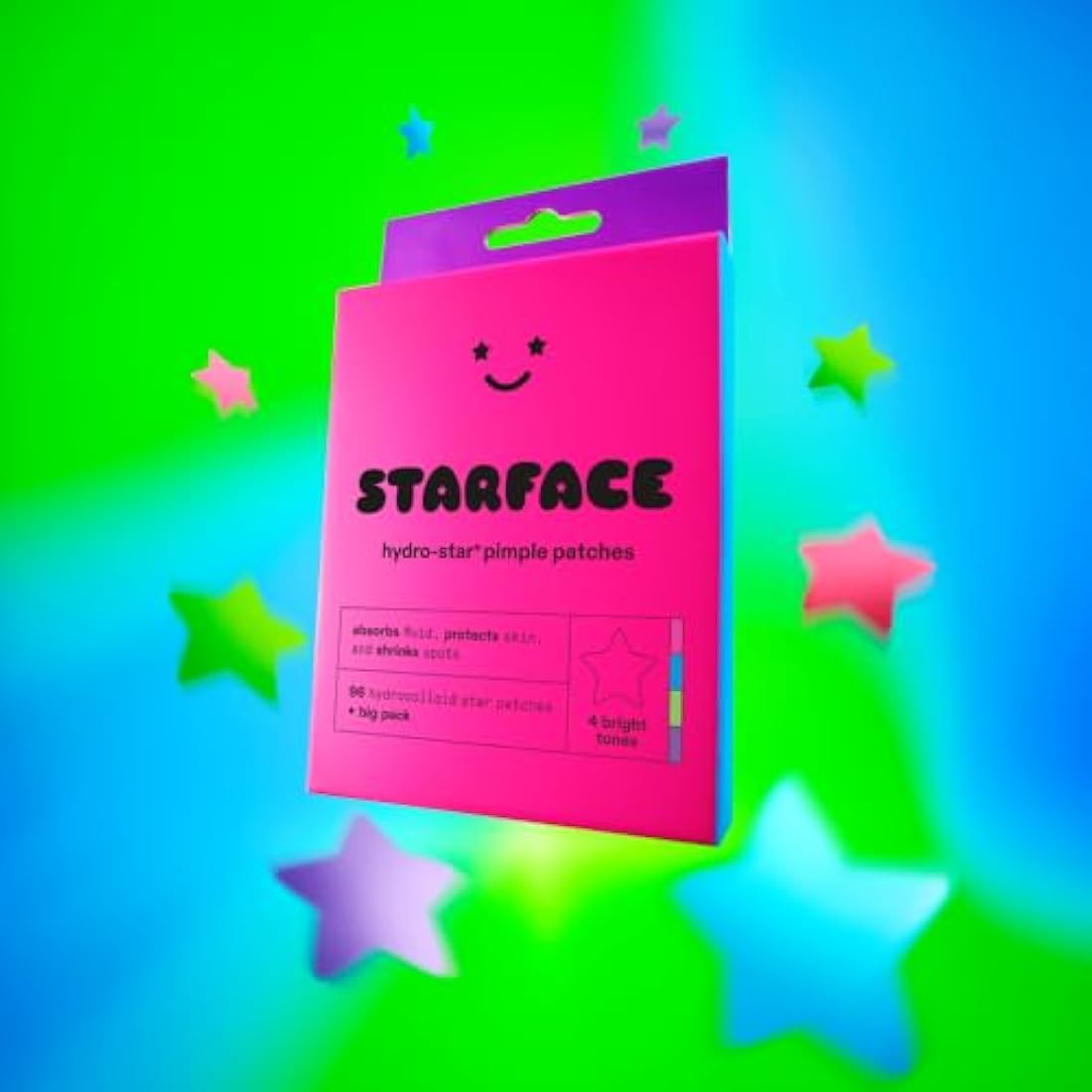 Starface World Party Pack Big Pack Hydro-Stars, Colorful Hydrocolloid Pimple Patches, Absorb Fluid and Reduce Redness, Cute Star Shape (96 Count)