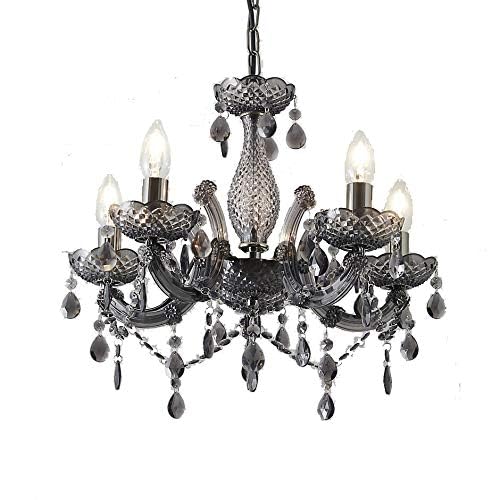 T&S 5 Light Chandelier,5 Lamp Pendant ,Chrome,Smoked.Acrylic Bedroom Living Room Ceiling Light  (Chrome) (Smoked)