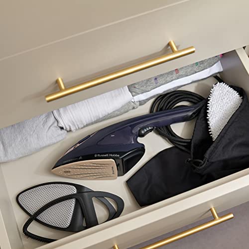 Russell Hobbs Handheld Clothes Steamer [1700W, 15g/min steam] Steam Genie(2in1: steamer & steam iron, Antibacterial, Ideal for travel, 3 accessories: