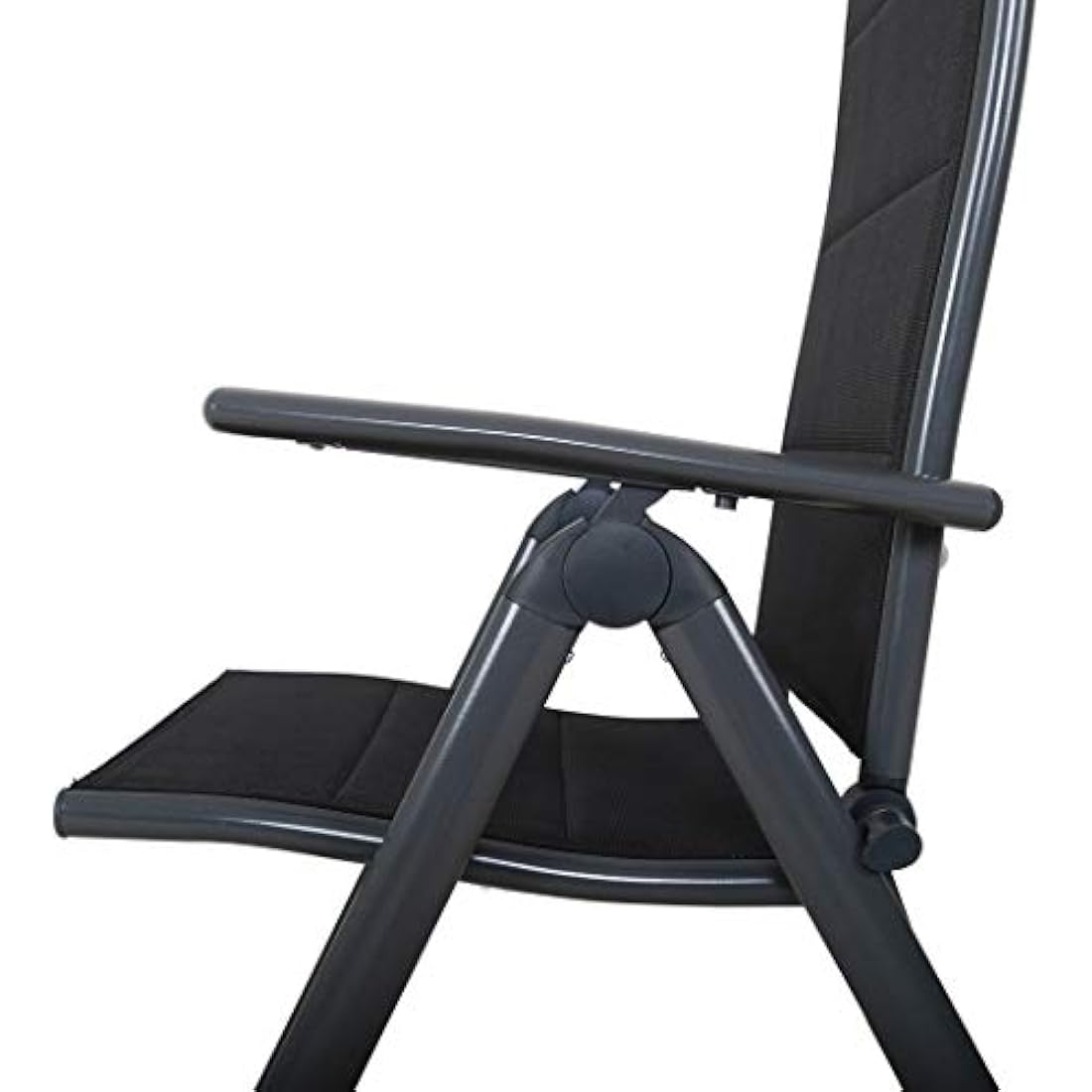 Chicreat Upholstered Folding High-Back Chair, Dark Grey/Black, Aluminium