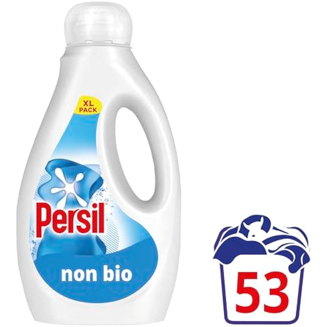 Persil Non Bio Laundry Washing Liquid Detergent outstanding stain removal in quick & cold washes tough on stains, gentle next to sensitive skin 53 washes (1.431 L)