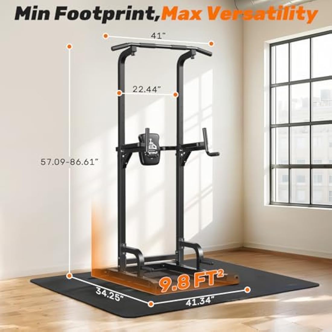 Sportsroyals Pull up Bar, Multi-Function Power Tower Dip Station with Upgraded Adjustable Foot Cover Equipment for Home Gym,400LBS