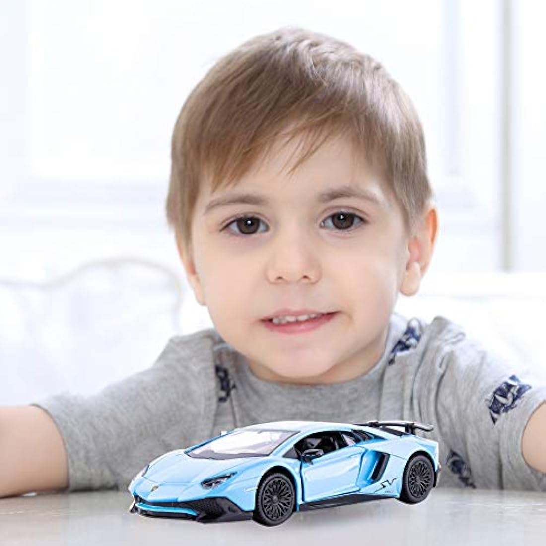 TGRCM-CZ 1/36 Scale Lamborghini Aventador LP700-4 Casting Model Car, Zinc Alloy Pull Back Vehicles Toy Car for Toddlers Kids Boys Girls Gift (Blue)