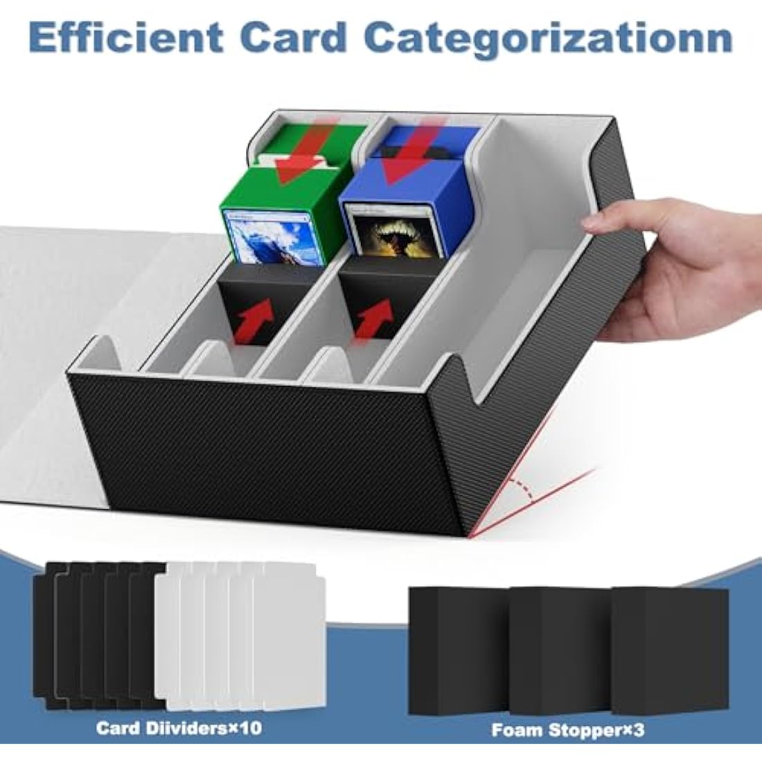 Mlikero Card Deck Case for Trading Cards 1800+, Leather Magnetic Closure Commander Storage Box Magic Card Protectors Fit for YuGiOh, MTG and Sport Cards