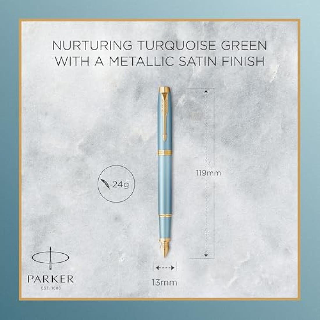 PARKER IM Writing Rituals Fountain Pen, Turquoise Green Finish with Gradient, Gold Trims, Fine Nib, Blue Ink, Gift Box