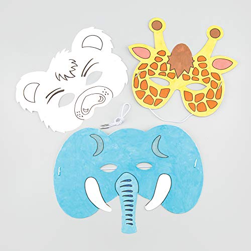 Baker Ross E453 Animal Colour-In Masks (Pack of 8), White, 1.0 cm*32.5 cm*20.0 cm
