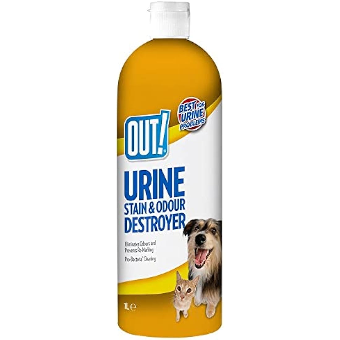 OUT! Urine Stain & Odour Destroyer for Pets | Enzymatic Pro-Bacteria Cleaner - 1 Litre