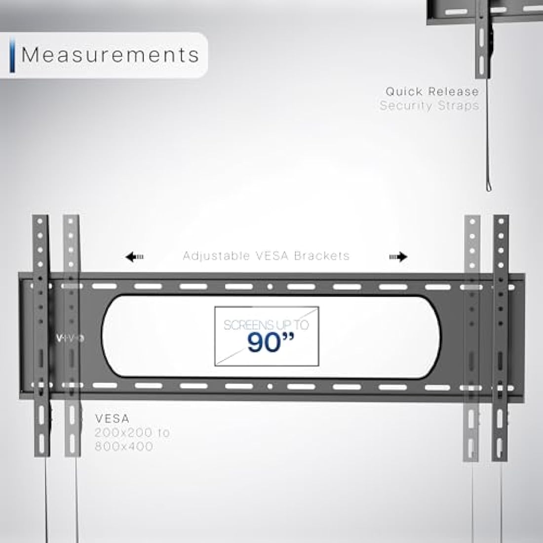 VIVO Ultra Heavy Duty TV Wall Mount for 43 to 90 inch Screens, Large Fixed Mount, Fits up to 800x400mm VESA, Black, MOUNT-VW090F