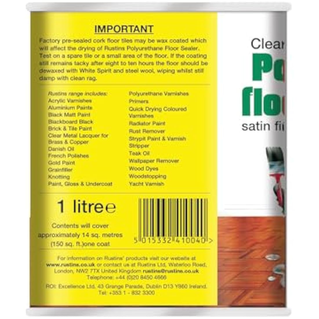 Rustins Polyurethane Floor Sealer Satin 1L