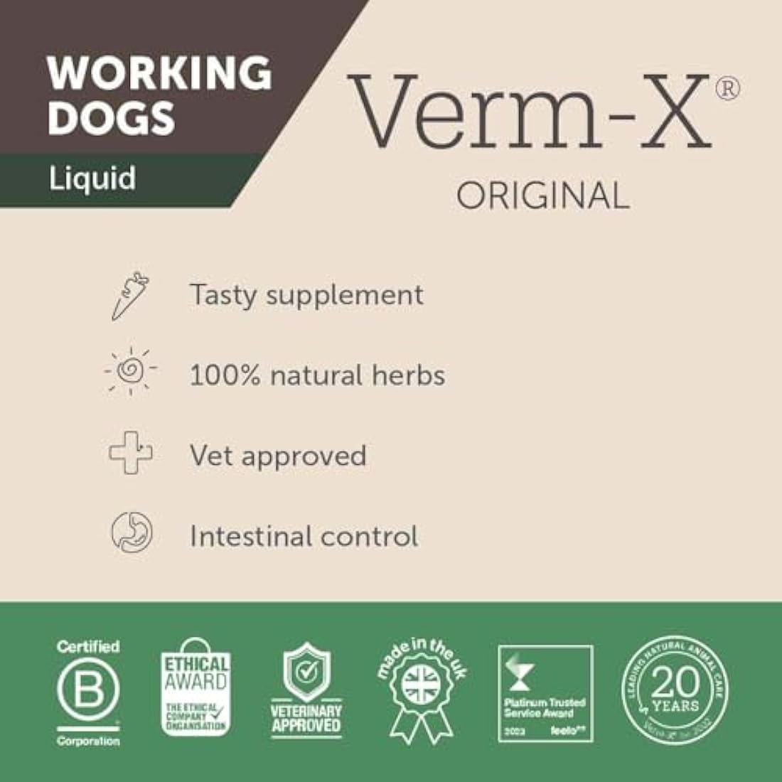 Verm-X All Natural Liquid for all Dogs. Supports  Intestinal Hygiene. Vet Approved. UFAS Assured. Restores and Maintains Gut Vitality. Wormwood Free Recipe., Clear