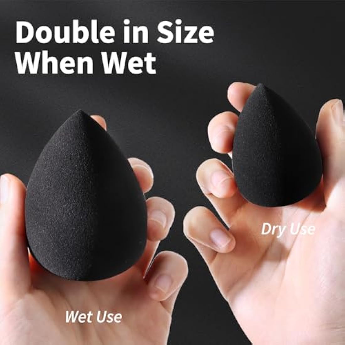 BEAKEY Makeup Sponge Set, Foundation Blending Beauty Sponge, Makeup Applicator Flawless for Liquid, Cream, and Powder, Latex Free and Vegan Makeup Sponges-5 Pcs Black