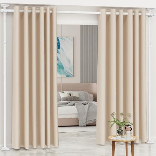 WELDUN Room Divider Curtain Rods, Floor Standing drapery rod, No Drill Damage Free Stand Alone Curtain Rods, Heavy Duty Vertical Tension Curtain