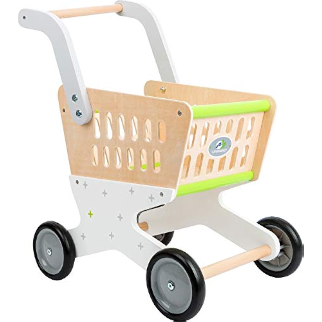 small foot 11161 Wooden shopping trolley, accessory for shop and role play, from 3 years old