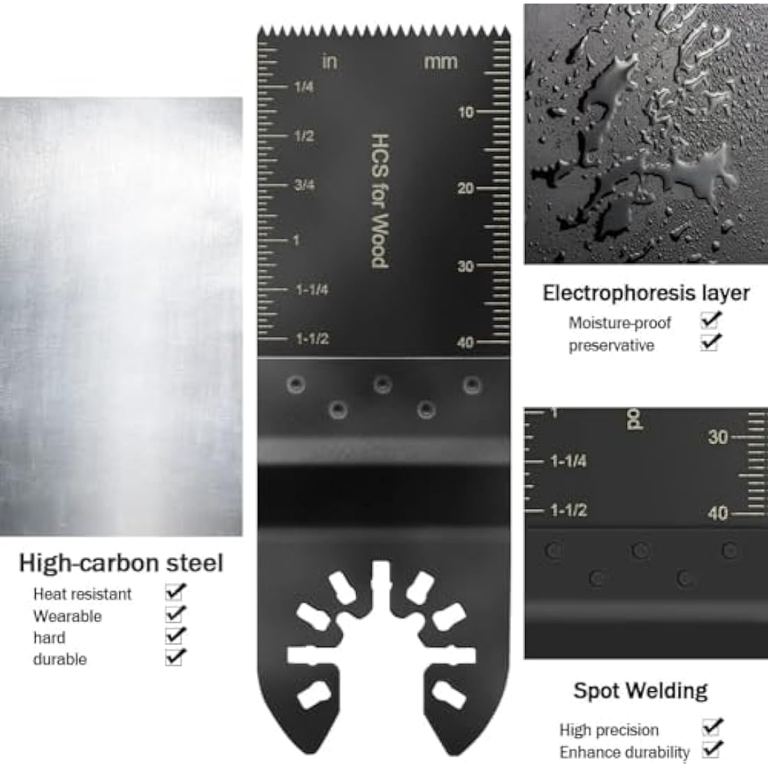 60Pcs Multi Tool Blades Kits Universal Wood Oscillating Saw Blades Wood Multitool Blades Compatible with Fein Multimaster Porter Cable Bosch Ryobi Dewalt Milwaukee Rockwell Oscillating Tool