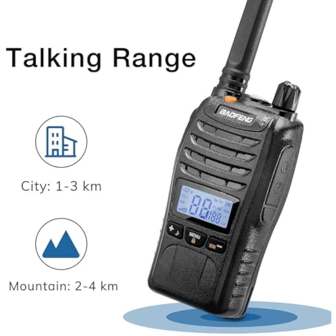 BAOFENG BF-88ST Pro Walkie Talkie, Upgraded Long Range Rechargeable License-Free PMR446 Two Way Radios with LCD Display, VOX Dual Watch, Desktop Charger and Earpieces, 4 Pack
