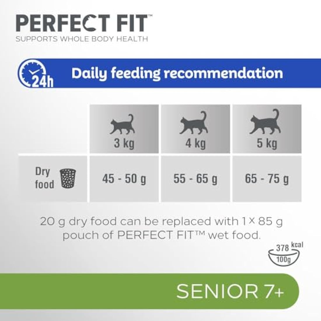 Perfect Fit Senior 7+ Complete Dry Cat Food for Senior Cats Aged 7+ Years, Rich in Chicken, 1 Bag (7 kg)