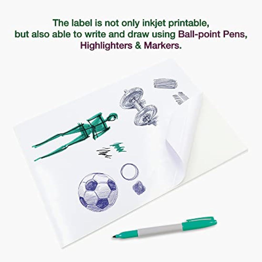 Evergreen Goods 100 Sheets A4 Glossy White Printable Sticker Vinyl, Waterproof Self-Adhesive Label Paper for Inkjet & Laser Printers, Perfect for Custom Labels, Kids’ Stickers & DIY Crafts