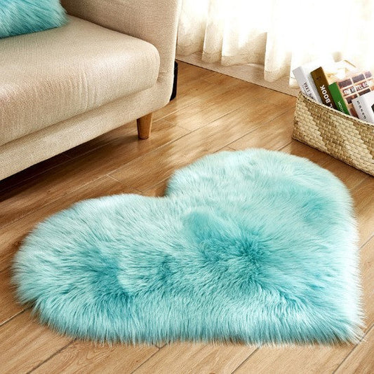 Heart Shaped Fluffy Rug - Non-Slip Plush Living Room Carpet Decor
