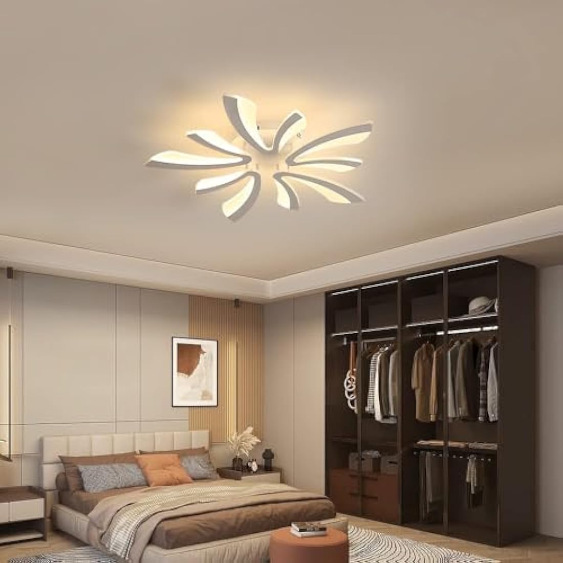 Comely LED Ceiling Light Modern, 50W 5025LM LED Ceiling Lights, Acrylic Lighting Fixture for Living Room Bedroom, 3000K Warm Light, White, 70cm