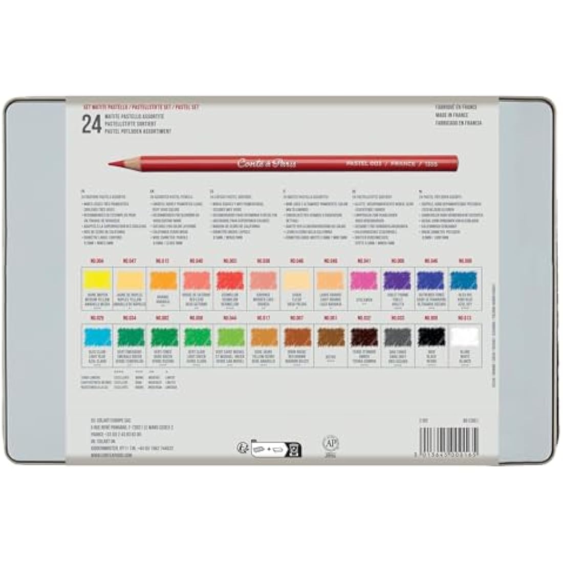 Conte a Paris Pastel Pencil Set - Assorted ,Black/Green/Grey/Yellow,(Set of 24)