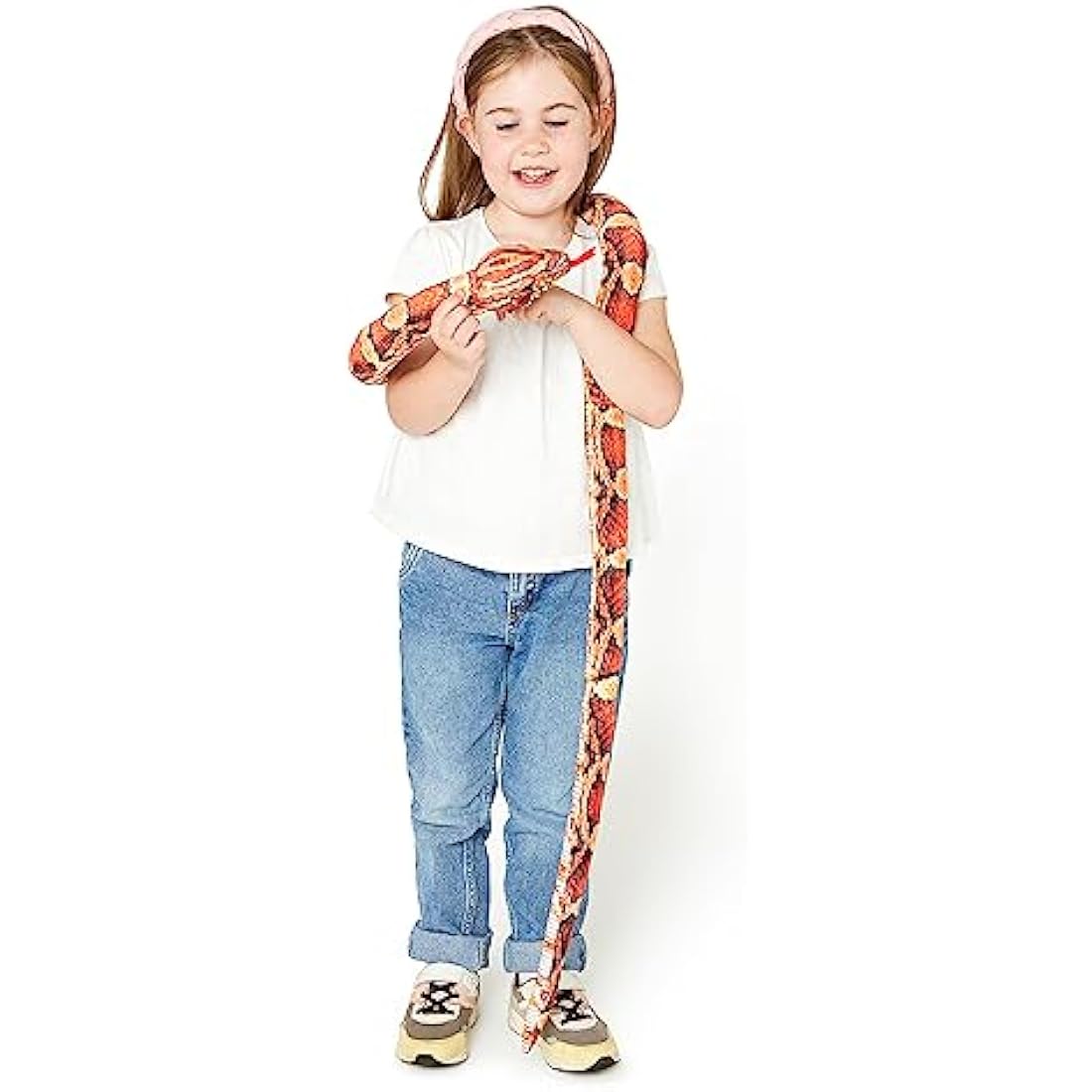 Zappi Co Kids Stuffed Soft Cuddly Plush Snake Toy - Part of Safari Animals Collection: Realistic and Lifelike, Perfect for Kids 180 cm Length(Orange/Black Corn Snake)