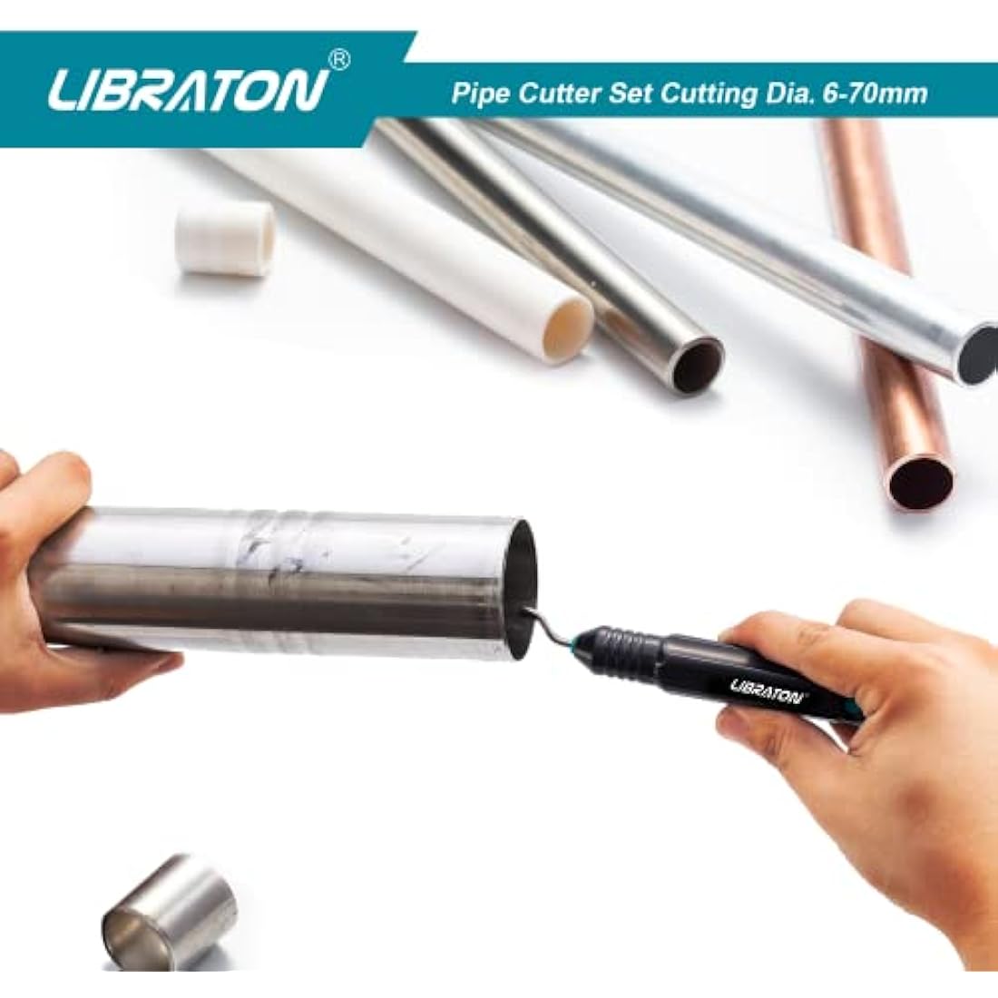 Libraton Copper Pipe Cutter, Tube Cutter 6-70mm, Stainless Steel Pipe Cutter Heavy-Duty, with High-Speed Steel Deburring Tool, for Copper Pipe, PVC Pipe and Thin Stainless Steel Tube