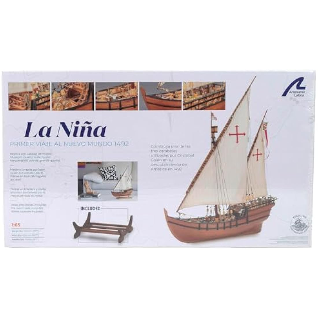 Artesania Latina – Wooden Ship Model Kit – Spaniard Caravel from The Discovery of America, La Niña – Model 22410, 1:65 Scale – Models to Assemble – Intermediate Level