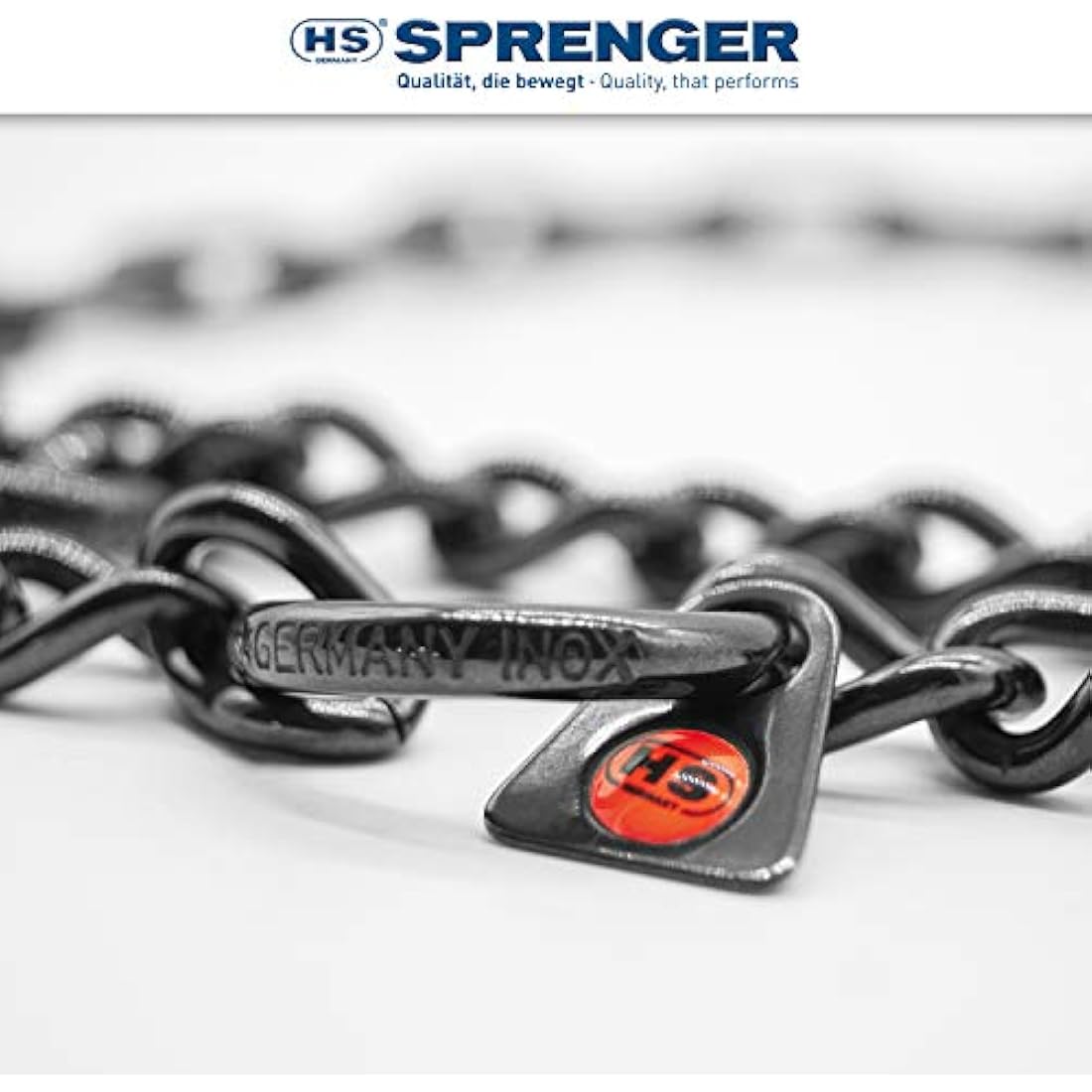Sprenger Dog Necklace with Pull Chain 3 mm I Stainless Steel Dog Collar for Short and Long Hair Dog Breeds up to 55 kg 55 cm Black
