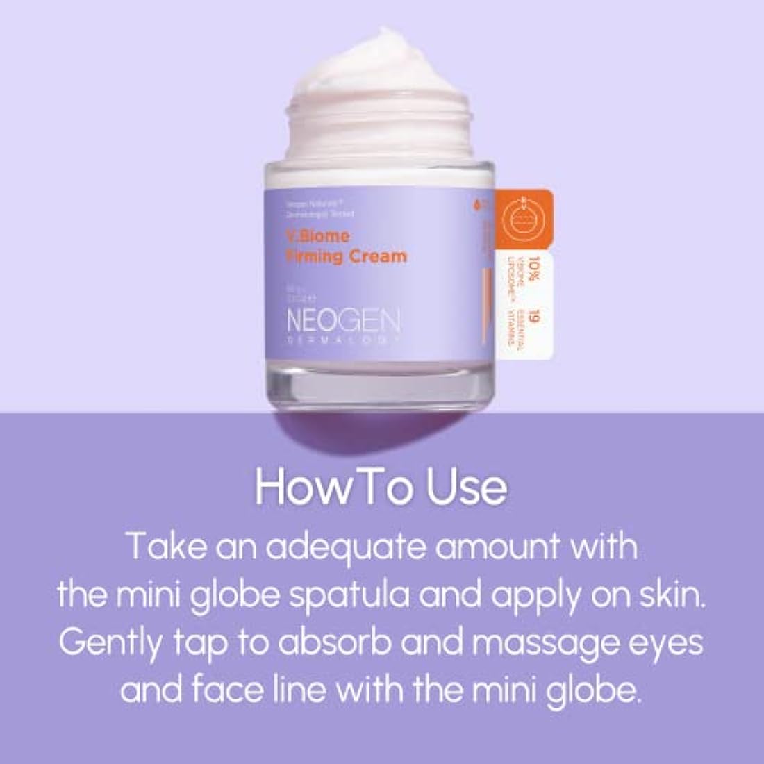 DERMALOGY by NEOGENLAB V.Biome Firming Cream 60 g / 2.11 oz – Nourishing and Firming Face Cream with Peptides and Vitamins, Massaging Globe Applicator – Korean Skincare K-Beauty