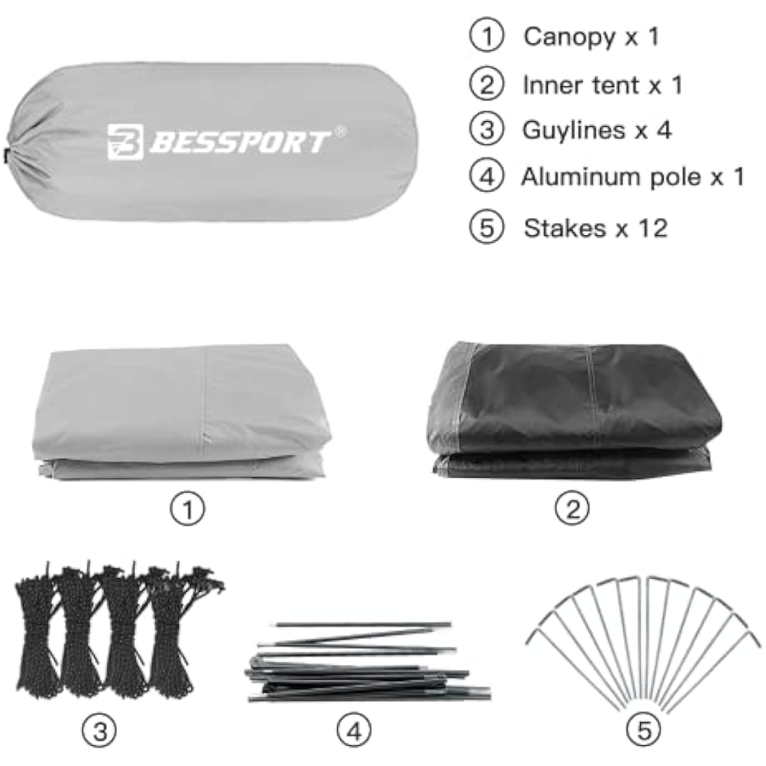 Bessport Tent 2/3 Person Camping Tent 2 Doors Ultralight Waterproof Lightweight and Easy to Build Ventilated 4 Seasons Dome Tent Suitable for Outdoor Hiking and Mountaineering