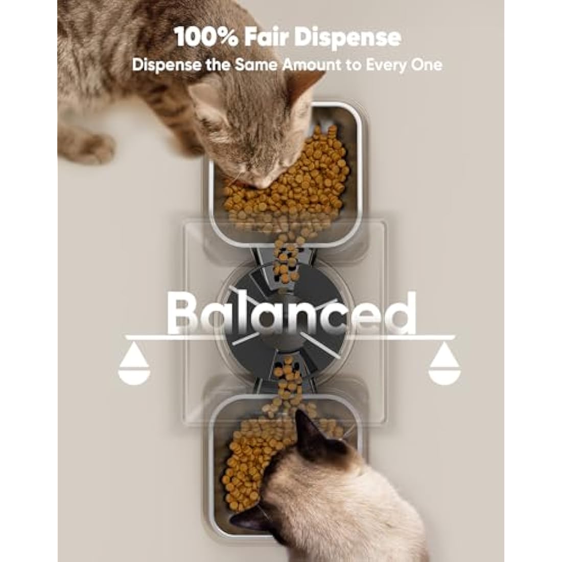 oneisall 5L Automatic Cat Feeder with Timer for 2 Cats, Knob Model Automatic Feeders for Cats Dogs, Dry Food Cat Food Dispenser Auto 10s Voice Recordings