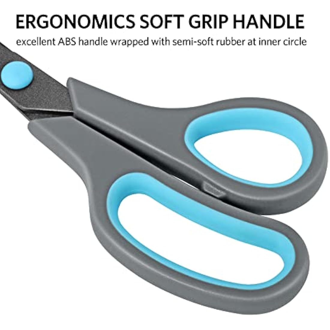 Asdirne Teflon Coating Scissors Set of 4, Non-Stick Scissors All Purpose, Premium Stainless Steel Razor Blades, Ergonomic Semi-Soft Rubber Grip, 10/''/8.5/''/6/''/5/'', Blue&Gray