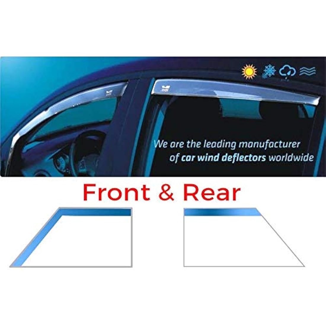 Heko WD24288-12857, Full Set of 4 Heko Wind Deflectors (Front & Rear), Tinted (Only for the 5 Doors Model)