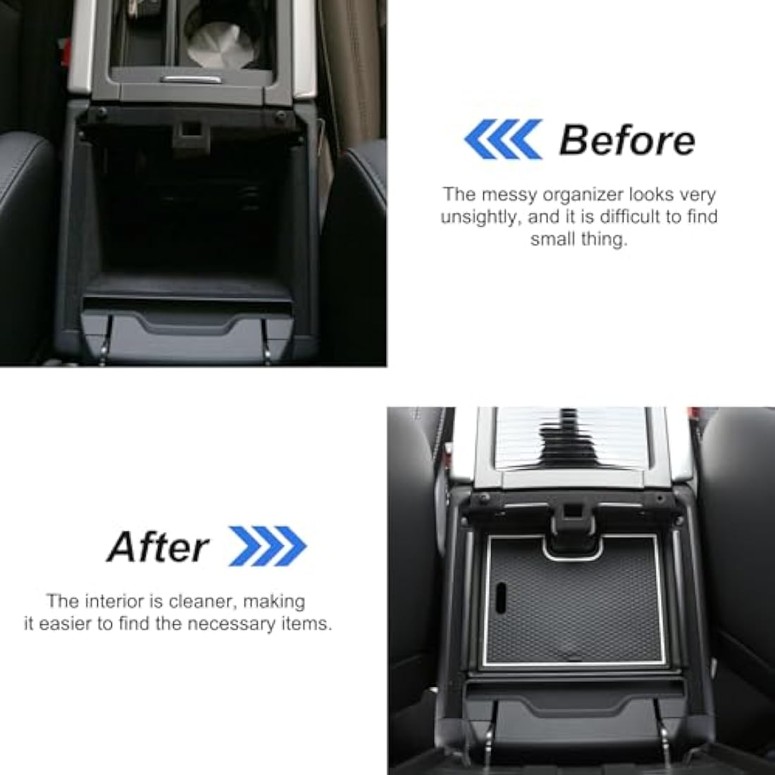 Black Armrest Storage Box Plastic Car Phone Organizer Holder Tray With Non-Slip Mat Compatible With Range Rover Evoque 2012-2018 Car Accessory