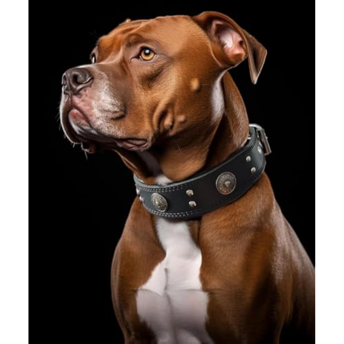Leather Dog Collar, 5 cm Wide Genuine Leather, Handmade and Soft, Luxurious and Outstanding, Best Choice for Large and Medium Breeds, Black 49.5-60 cm