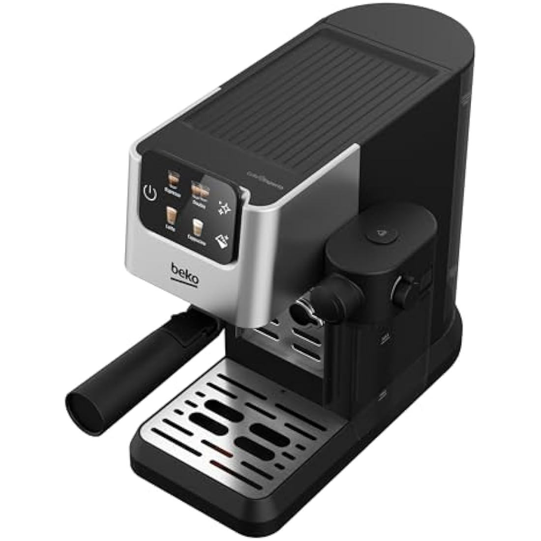 Beko CaffeExpertoTM CEP5304X Semi Automatic Espresso machine | Colour Touch Display | Integrated Milk Jug | Dual Nozzle | 15 Bar pressure | Silver | Easy cleaning