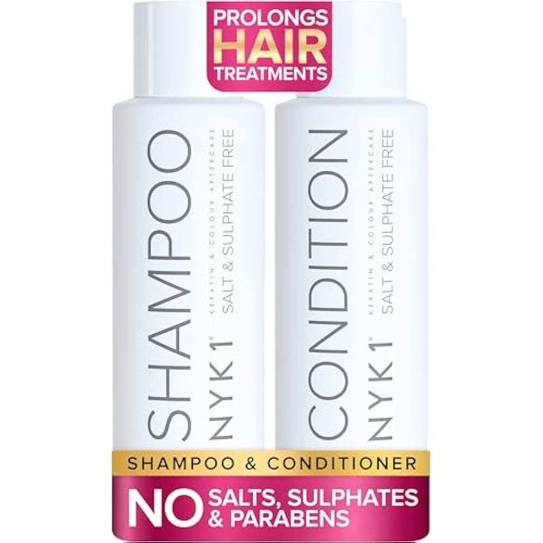 NYK1 Sulphate Free Hair Shampoo And Conditioner Set (500ml x2) Sulfate Free Shampoo And Conditioner Sets for Extensions, Colour and Keratin Treatment - Gentle Cleansing and Prevents Breakage