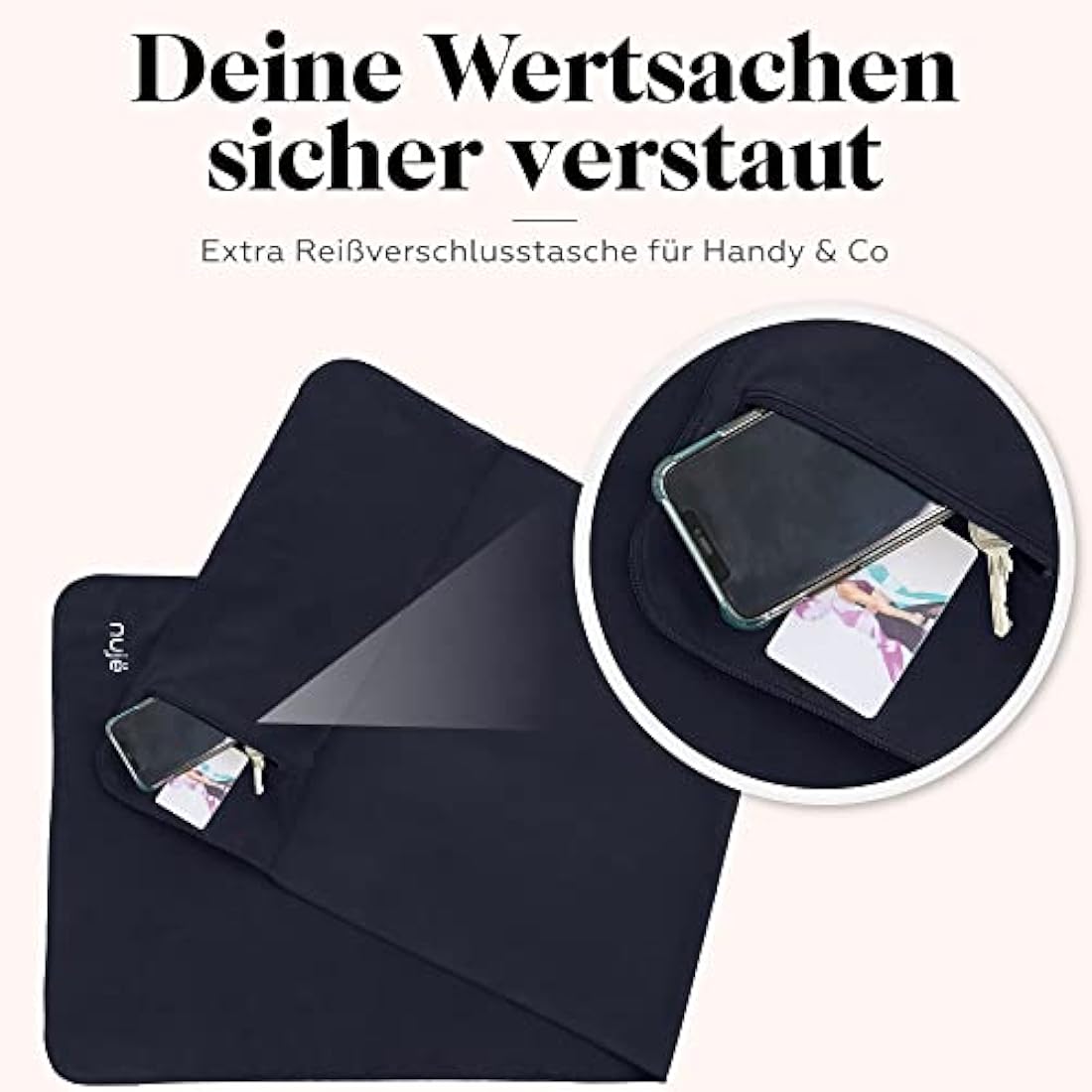 nujë Fitness Towel with Pocket Microfiber 2-Piece Set | WITH GIFT PACKAGING| Fitness Towels| Extra Large & with Flap | Sports Towels | Gym Towel Set