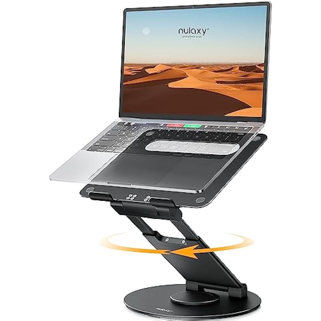 Nulaxy Swivel Laptop Stand for Desk with 360 Rotating Base, Adjustable Height up to 20", Ergonomic Laptop Riser Holder Computer Stand Compatible with MacBook All Laptops Computer 10-17", Black