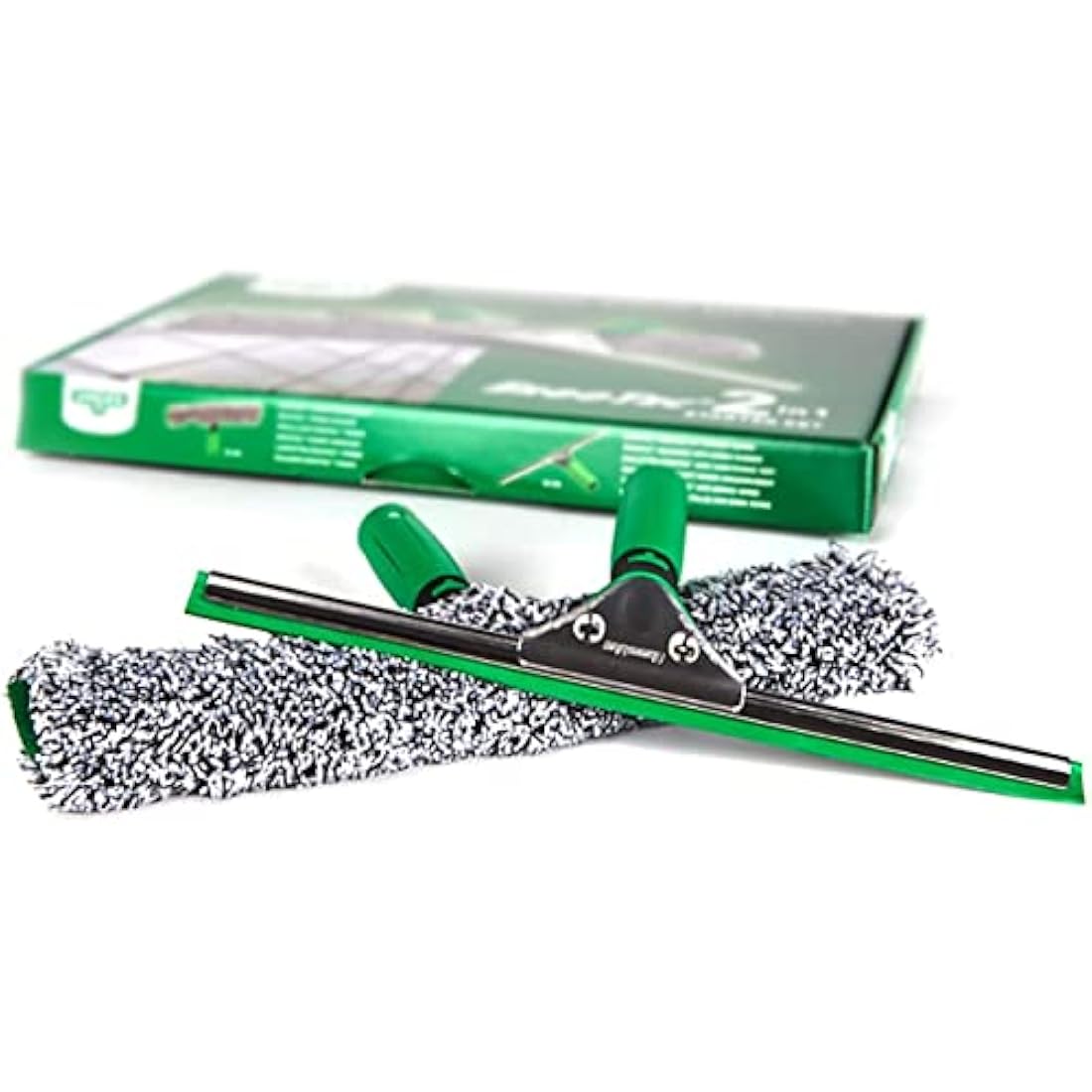 Unger AK011AUNGER ErgoTec 2-in1 Window Cleaner Starter Kit - Squeegee & Microfibre Power Washer Sleeve,Green,35cm