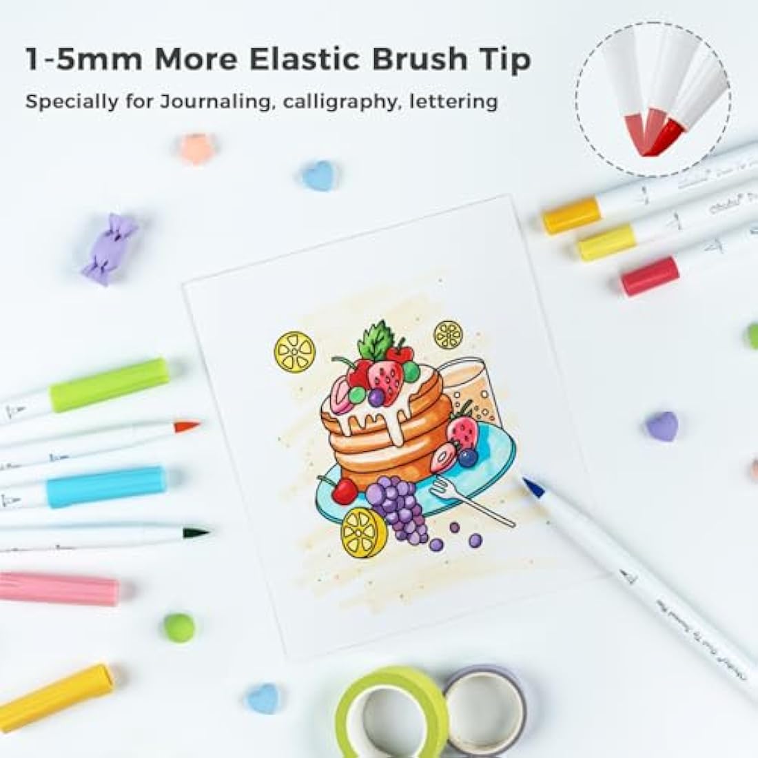 Ohuhu 80 Colours Dual Tip Brush & Fineliner Art Markers - Premium Journaling Pens for Bullet Journals, Calligraphy & Lettering - Water-Based Colouring Markers for Adults, Card Making & Art Projects