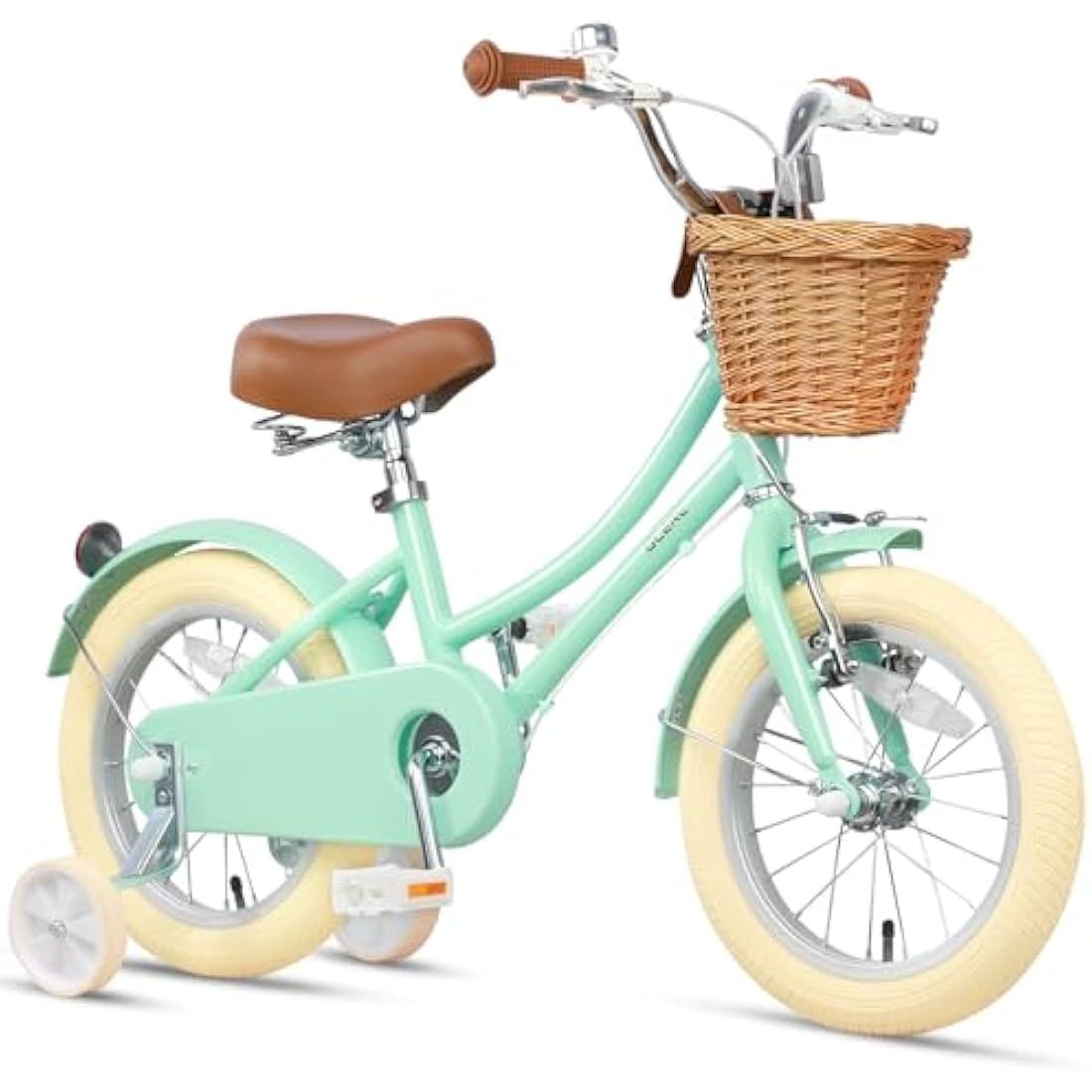 Glerc Little Molly 14 Inch Kids Retro Girls Bike for 2-13 Year Old with Wicker Basket & Stabilisers/Kickstand, Multiple Colors