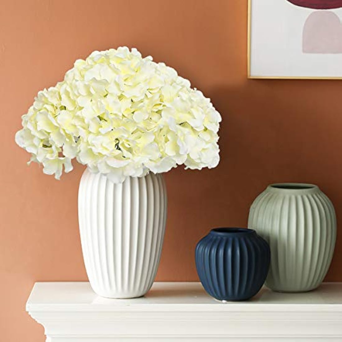 Tifuly 12Pcs Artificial Hydrangeas, Realistic Silk Hydrangeas Flower Heads with Stems Fake Flowers for Wedding Bridal Bouquets, Home Office Party Decor, Floral Arrangements, Centerpiece(Cream White)
