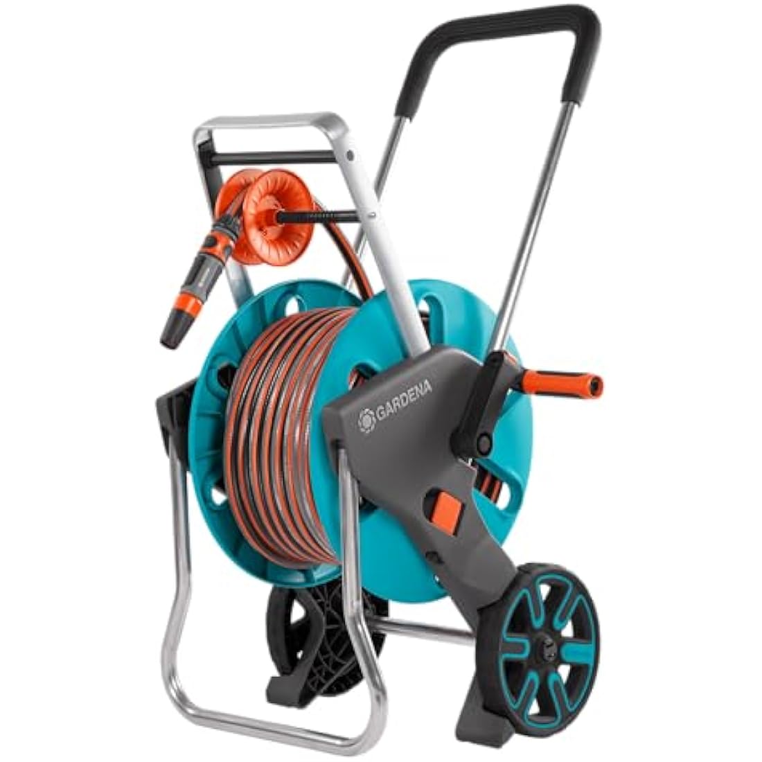 GARDENA CleverRoll M Easy Set: Hose cart with up to 20 m capacity, particularly stable, with a comfortable hose guide in a robust metal frame, drip device (18517-20) Multi-color