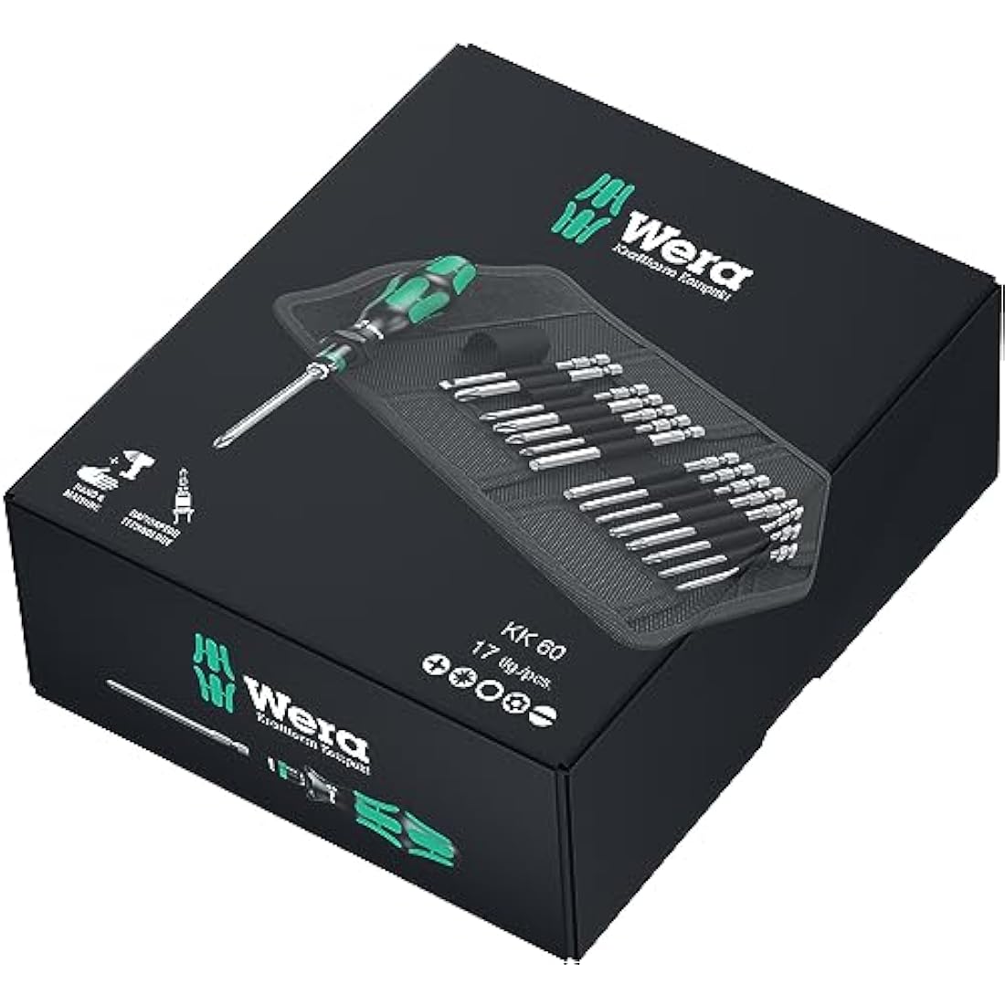 Wera Kraftform Kompakt 60 Bit-Holding screwdriver & Bit Set, PH/PZ/SL/TXBO/HEX, 17pc, 05059295001