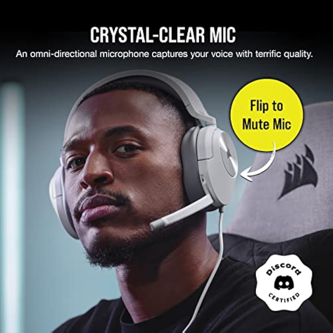 CORSAIR HS55 STEREO Lightweight Wired Gaming Headset – Omni-Directional Microphone – Neodymium Drivers – PC, Mac, Xbox, Nintendo Switch, Mobile – White