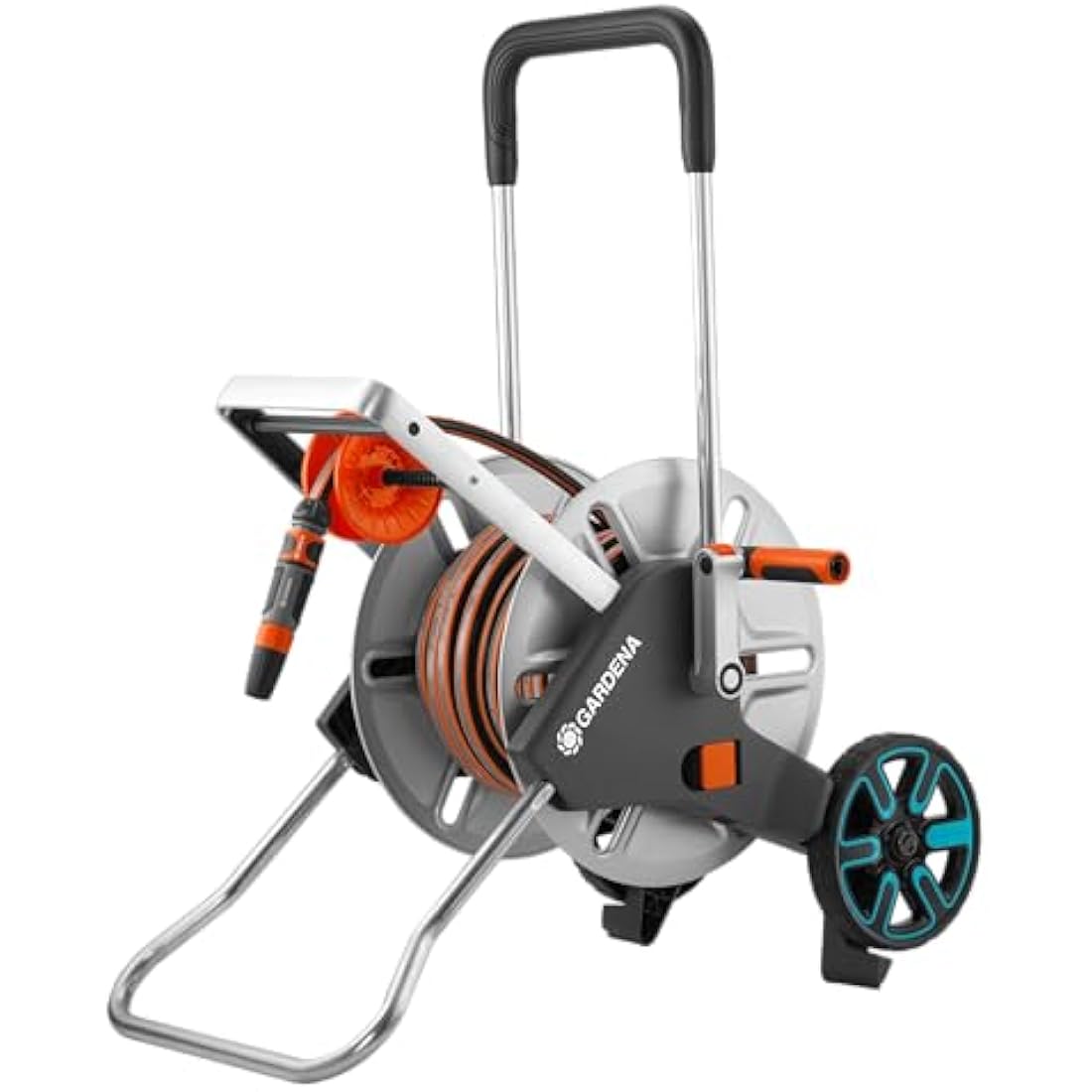 Gardena CleverRoll M Easy Metal Set: Hose trolley with 60 m capacity, very sturdy with a stable hose guide, includes 25m hose (18547-20)