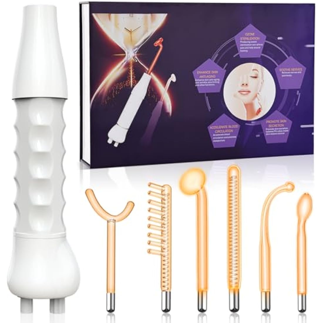High F-requency Wand for Hair Growth, iklestar 6 PCS High F-requency Facial Machine Kit for Skin Care Home Salon Use