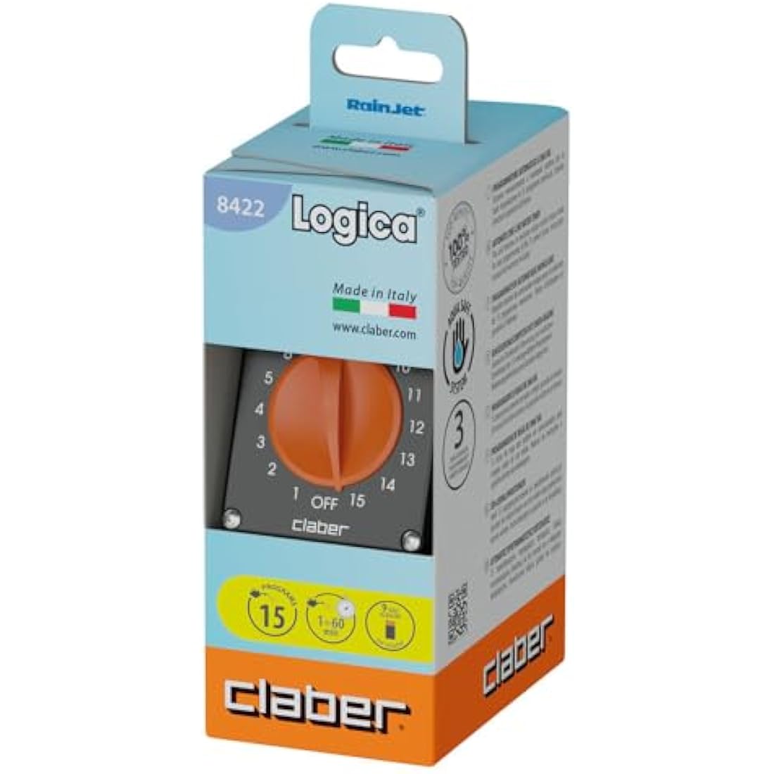 Claber 53922 8422 Aquauno Logic Programmer (Black/Orange)